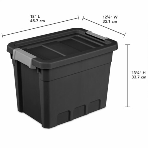 Sterilite 7.5 Gal Rugged Industrial Storage Totes w/ Latch Lids, Black (18 Pack) Perspective: bottom