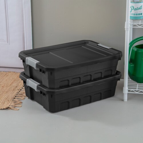 Sterilite 19 Gal Rugged Industrial Stackable Storage Tote w/ Lid, Black, 12  Pack, 1 Piece - Kroger