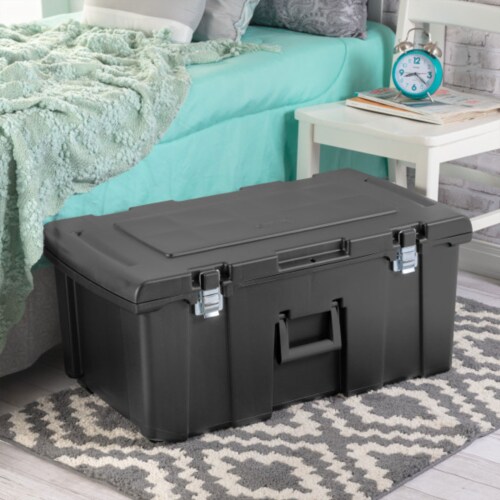 Sterilite Heavy Duty 16 Gallon Portable Plastic Footlocker Storage Container  With Handles And Wheels For Dorms And Apartments, Flat Gray (6 Pack) :  Target