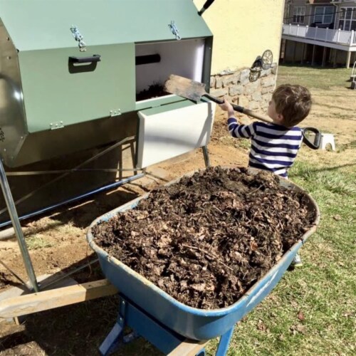 Jora Composters JK270A 70 Gallon Outdoor Dual Chamber Steel Compost Tumbler Bin Perspective: bottom