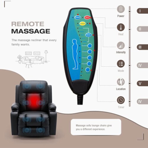 JOMEED PU Heated Leather Massage Rocking Recliner Chair with 360 Degree Swivel Perspective: bottom
