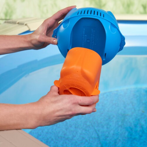 Hey! Cool Pool Flip Plop Pool Mineral Dispenser + Coleman Filter Pump Cartridge Perspective: bottom