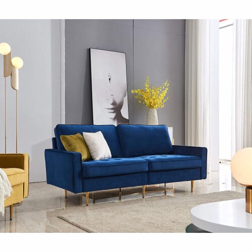 JULYFOX Mid Century Modern Button Tufted Velvet Loveseat Sofa