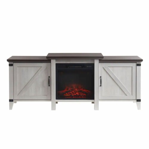 Edyo Living 63in Freestanding Wooden Electric Fireplace TV Stand Console, Grey Perspective: bottom