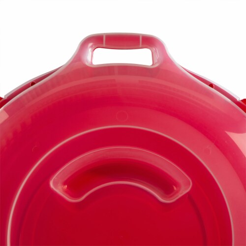Sterilite Clear Lid Nesting Storage Christmas Holiday Wreath Box, Red (2 Pack) Perspective: bottom