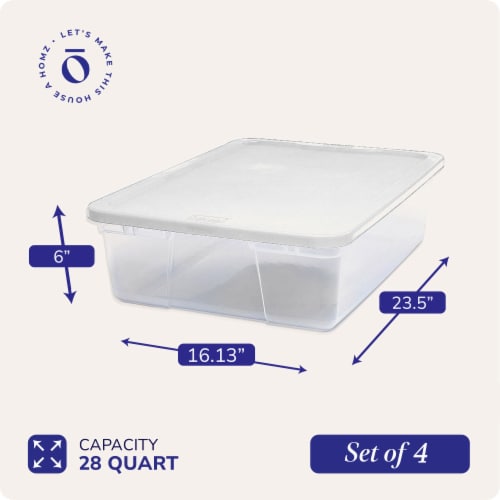 Homz Snaplock 28 Quart Clear Organizer Storage Container Bin with