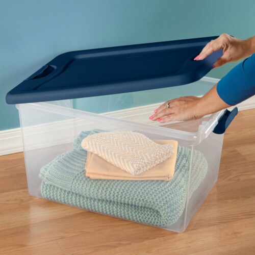 Sterilite 64 Quart Latching Plastic Storage Container Tote Marine Blue 18 Pack 18 Piece QFC