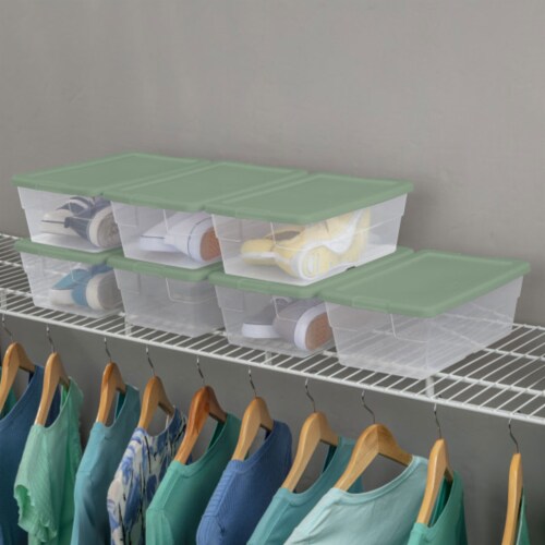 Sterilite 16 Quart Clear Stacking Closet Storage Box Container Tub