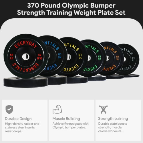 BalanceFrom Fitness 370 Pound Olympic Bumper Strength Training Weight Plate Set 6 Piece Kroger