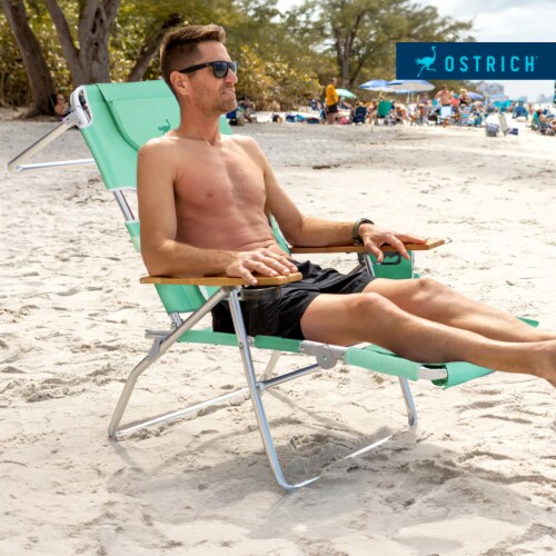 Ostrich Deluxe Padded 3 N 1 Outdoor Folding Reclining Beach Chair Teal 3 Pack 3 Piece Foods Co