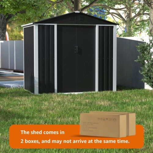 AOBABO Metal 6' x 4' Outdoor Utility Tool Storage Shed with Door and