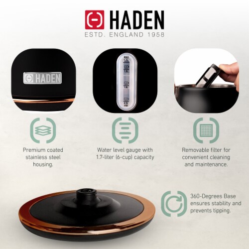 Haden Heritage Electric Water Kettle 2 Slice Wide Slot Toaster Black Copper 2 Piece Pick n Save