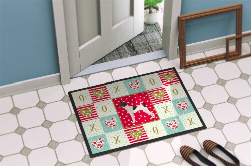 Carolines Treasures CK5899JMAT Toy Fox Terrier Love Doormat 24x36, Red Perspective: bottom