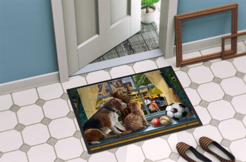 Carolines Treasures PTW2074MAT Beagle, Cats Back to School Doormat 18x27 Perspective: bottom