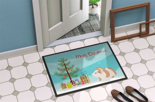 Silkie Guinea Pig Merry Christmas Indoor or Outdoor Mat 24x36 Perspective: bottom