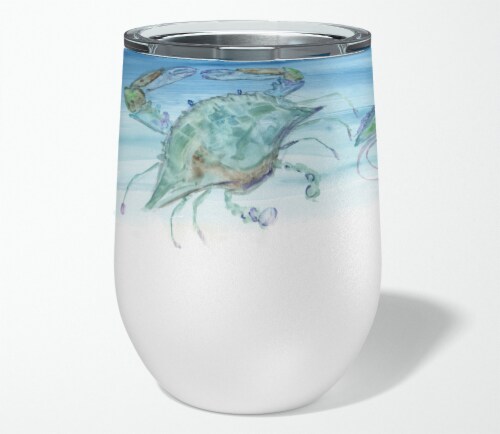 Crabs Shrimp and oysters Stainless Steel 12 oz Stemless Wine Glass Perspective: bottom