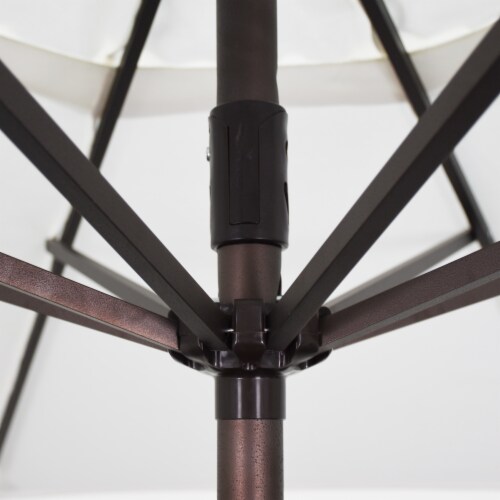 California Umbrella Aluminum Market With Auto Tilt and Crank Lift - Antique Beige/Bronze Perspective: bottom