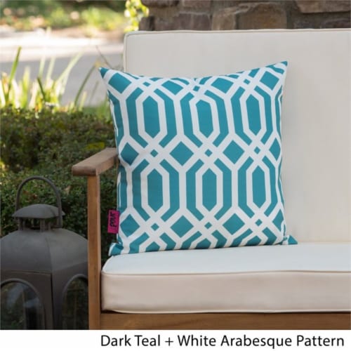 Noble House Manduka Arabesque Square Pillow in Dark Teal Perspective: bottom