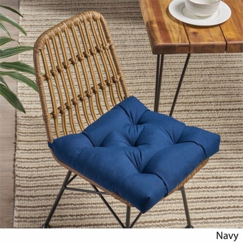 Noble House Baird Indoor Fabric Classic Tufted Chair Cushion in Navy Perspective: bottom