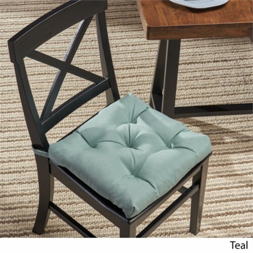 Noble House Bandel Indoor Fabric Classic Tufted Chair Cushion in Teal Perspective: bottom