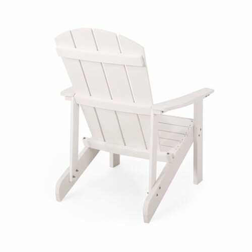 Noble House Culver Faux Wood Slat-Backed Adirondack Chair in White (Set of 2) Perspective: bottom