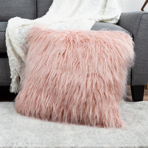 Pink fur throw pillow clearance