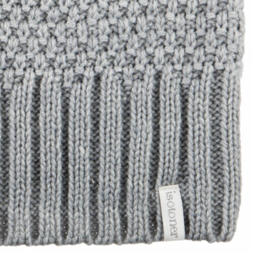 Isotoner® Women's Lined Water Repellent Textured Knit Beanie - Grey Perspective: bottom