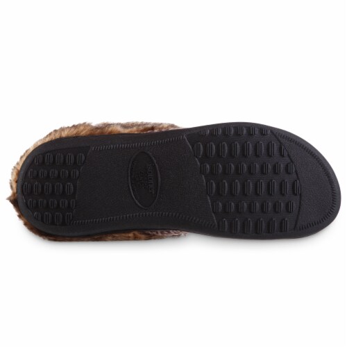 Isotoner® Women's Microsuede Ada Hoodback Slippers - Dark Chocolate Perspective: bottom
