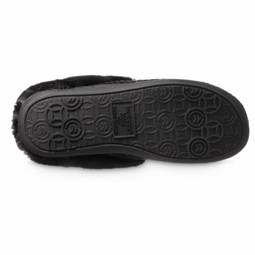 Isotoner® Lara Chenille Hoodback Slipper - Black Perspective: bottom
