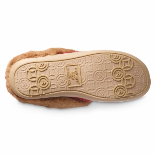 Isotoner® Lara Chenille Hoodback Slippers - Red Perspective: bottom