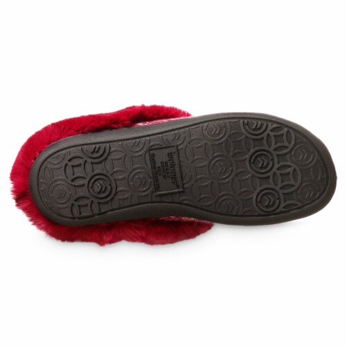 Isotoner® Samantha Sweater Knit Hoodback Slipper - Red Perspective: bottom