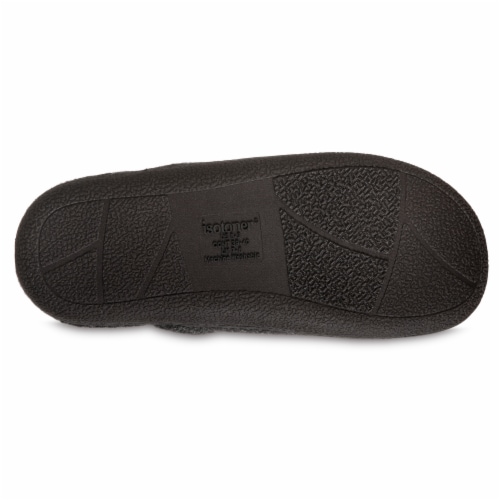 Isotoner® Faux Woolen Men's Hoodback Shoes - Black Perspective: bottom