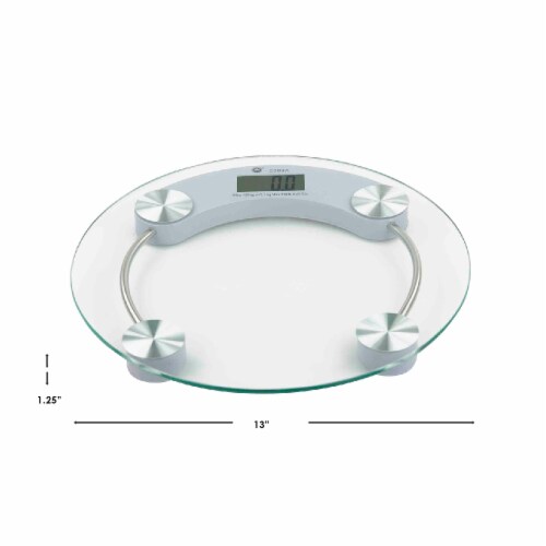 Home Basics Round Glass Bathroom Scale Perspective: bottom