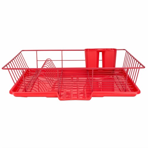 Home Basics, Red Contempo 3 Piece Dish Rack (1