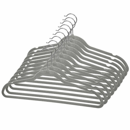 Home Basics 10-Piece Velvet Hangers, Grey Perspective: bottom