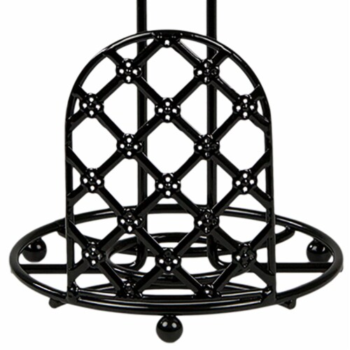 Home Basics Lattice Collection Paper Towel Holder, Black Perspective: bottom