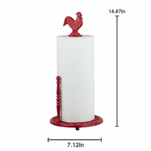 Home Basics Cast Iron Rooster Paper Towel Holder, Red Perspective: bottom