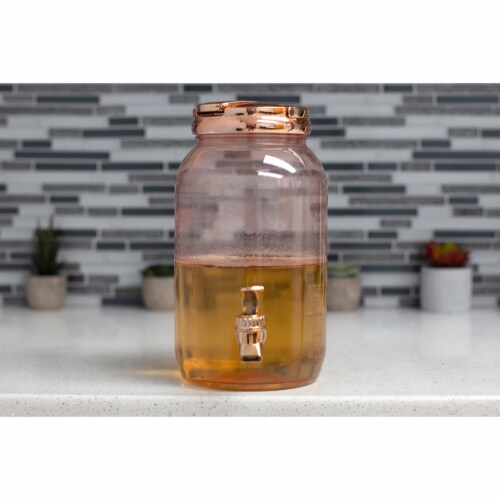 Kook Glass Beverage Dispenser, 1 Gallon, Rose Gold