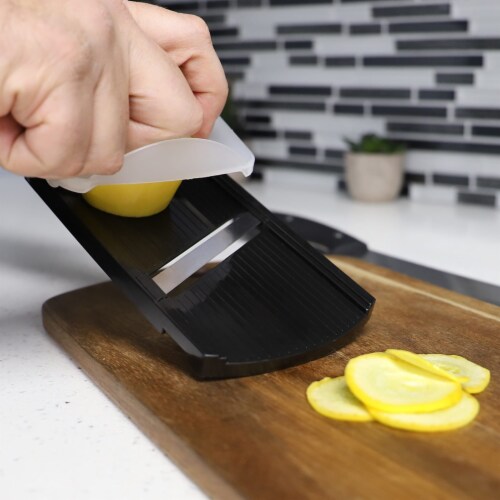 Home Basics Plastic Mandolin Slicer with Handle, Black Perspective: bottom
