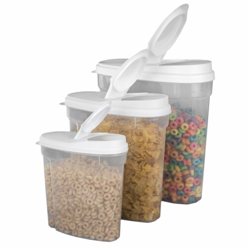 Home Basics 3 Piece Plastic Cereal Container Perspective: bottom
