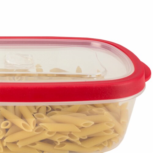 Home Basics 5 Piece Spill-Proof Plastic Food Container with Ventilated, Snap-On  Lids, Red Perspective: bottom