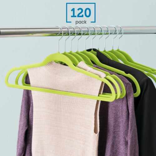 Home Basics 10-Piece Velvet Hangers, Green Perspective: bottom