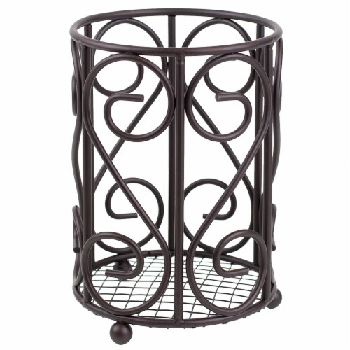 Scroll Collection Black Steel Cutlery Holder with Mesh Bottom and Non-Skid Feet Scroll Collection Black Steel Cutlery Holder with Mesh Bottom and Non-Skid Feet