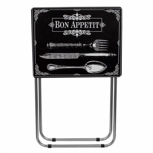 Home Basics Bon Apetit Multi-Purpose Folding Table, Black Perspective: bottom