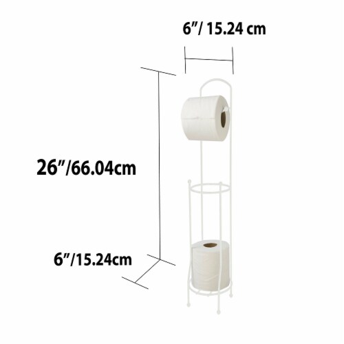Home Basics Free-Standing Vinyl Coated Steel Dispensing Toilet Paper Holder, White Perspective: bottom