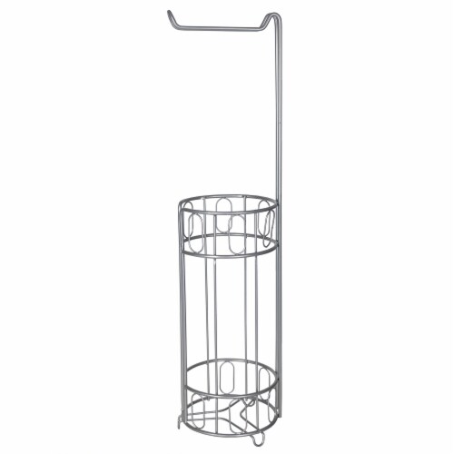 Home Basics Unity Free-Standing Dispensing Toilet Paper Holder, Silver Perspective: bottom