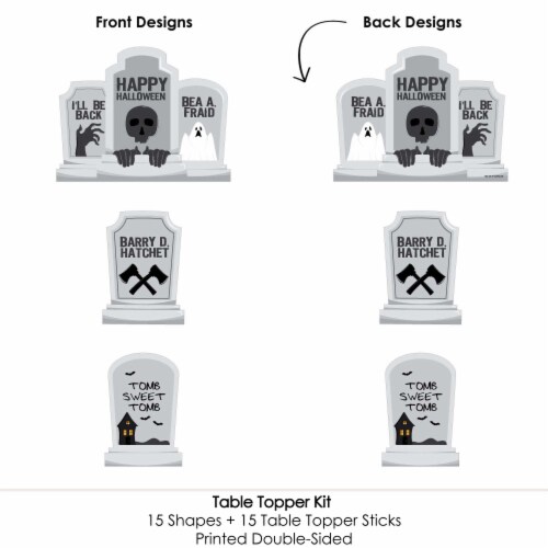 Big Dot of Happiness Graveyard Tombstones - Halloween Party Centerpiece - Table Toppers 15 Ct Perspective: bottom