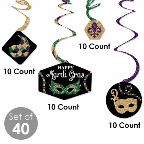 Big Dot of Happiness Mardi Gras - Masquerade Hanging Decor - Party Decor Swirls - Set of 40 Perspective: bottom