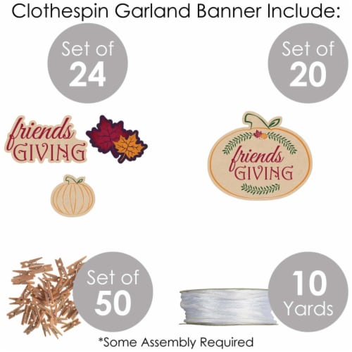Big Dot of Happiness Friends Thanksgiving Feast Party Decor Clothespin Garland Banner 44 Pc Perspective: bottom
