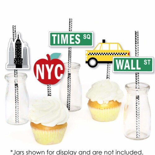 Big Dot of Happiness NYC Cityscape - Paper Straw Decor - New York City Striped Straws 24 Ct Perspective: bottom